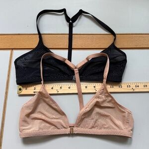 Negative Sieve Racerback Bras Size 1 Black Mesh and Nude Mesh (2 bras)